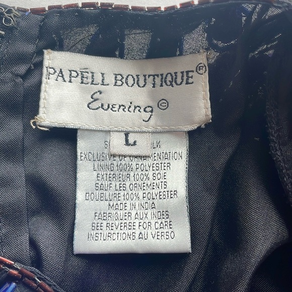 VTG Sequin Floral Top Large Black Purple Evening NWT Maximalist Pappel Glam 80s - Picture 11 of 16